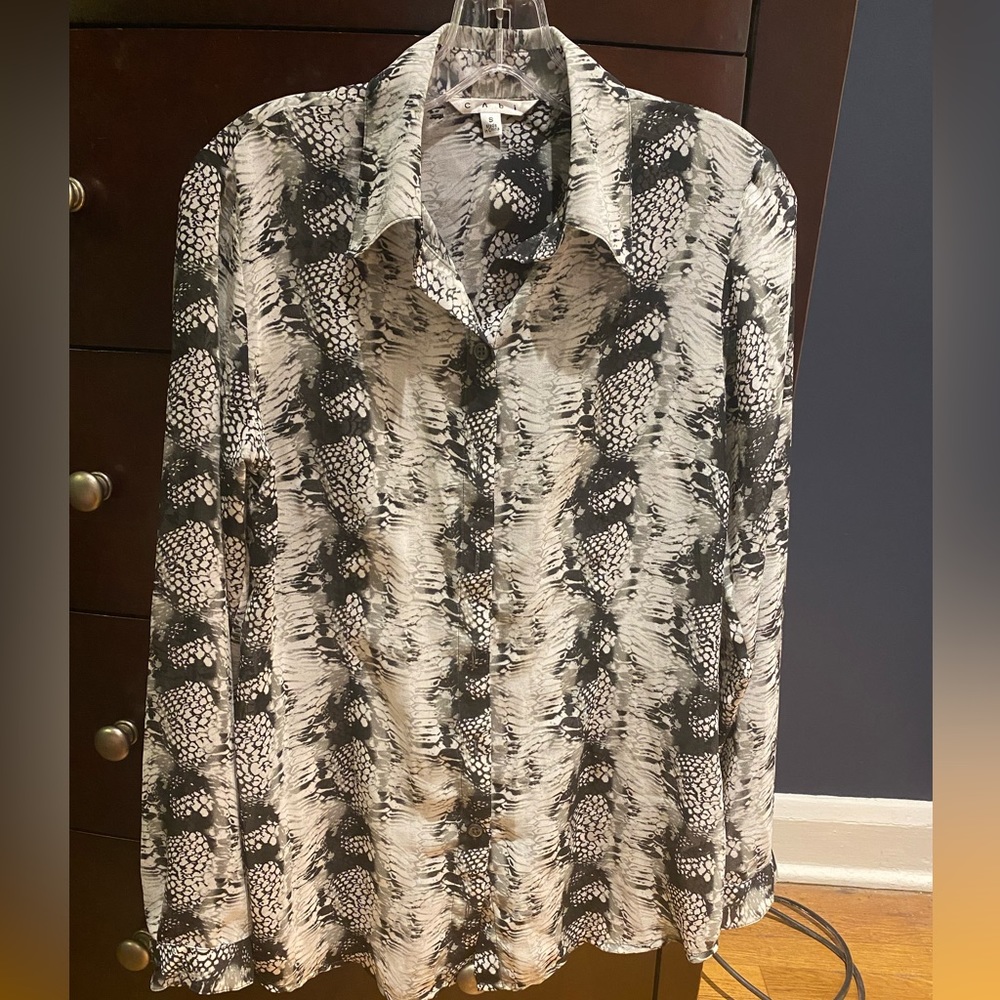Cabi snakeskin blouse, sheer, size small